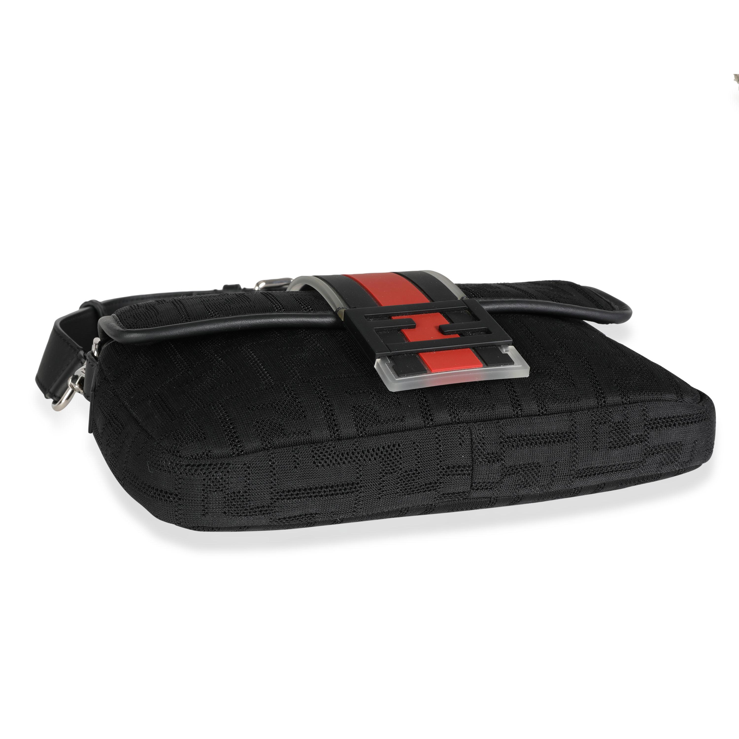 Fendi Black Neoprene & Leather Baguette Messenger Bag For Sale 3