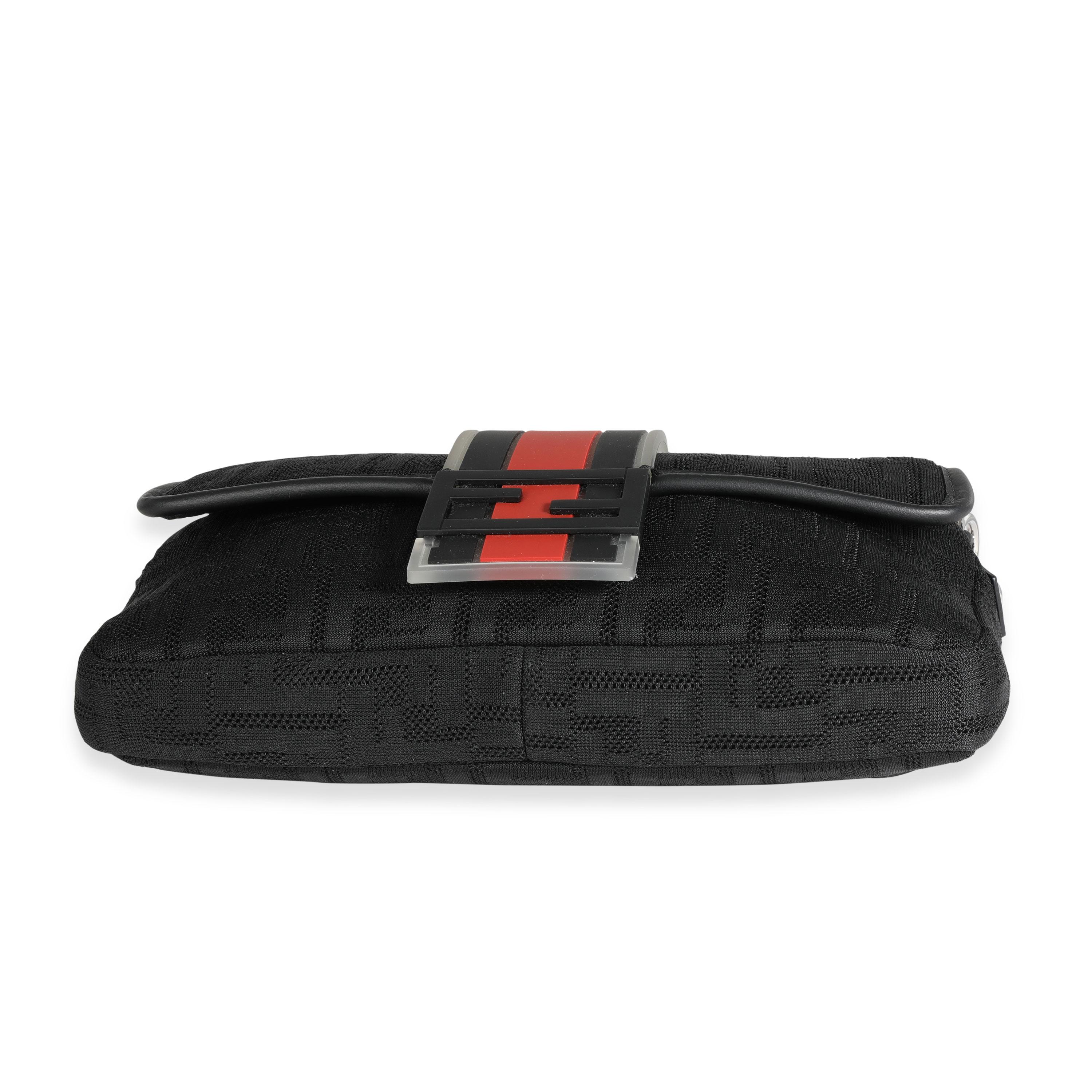 Fendi Black Neoprene & Leather Baguette Messenger Bag For Sale 4