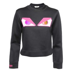 Fendi Black Neoprene Pink Monster Eye Sweatshirt S