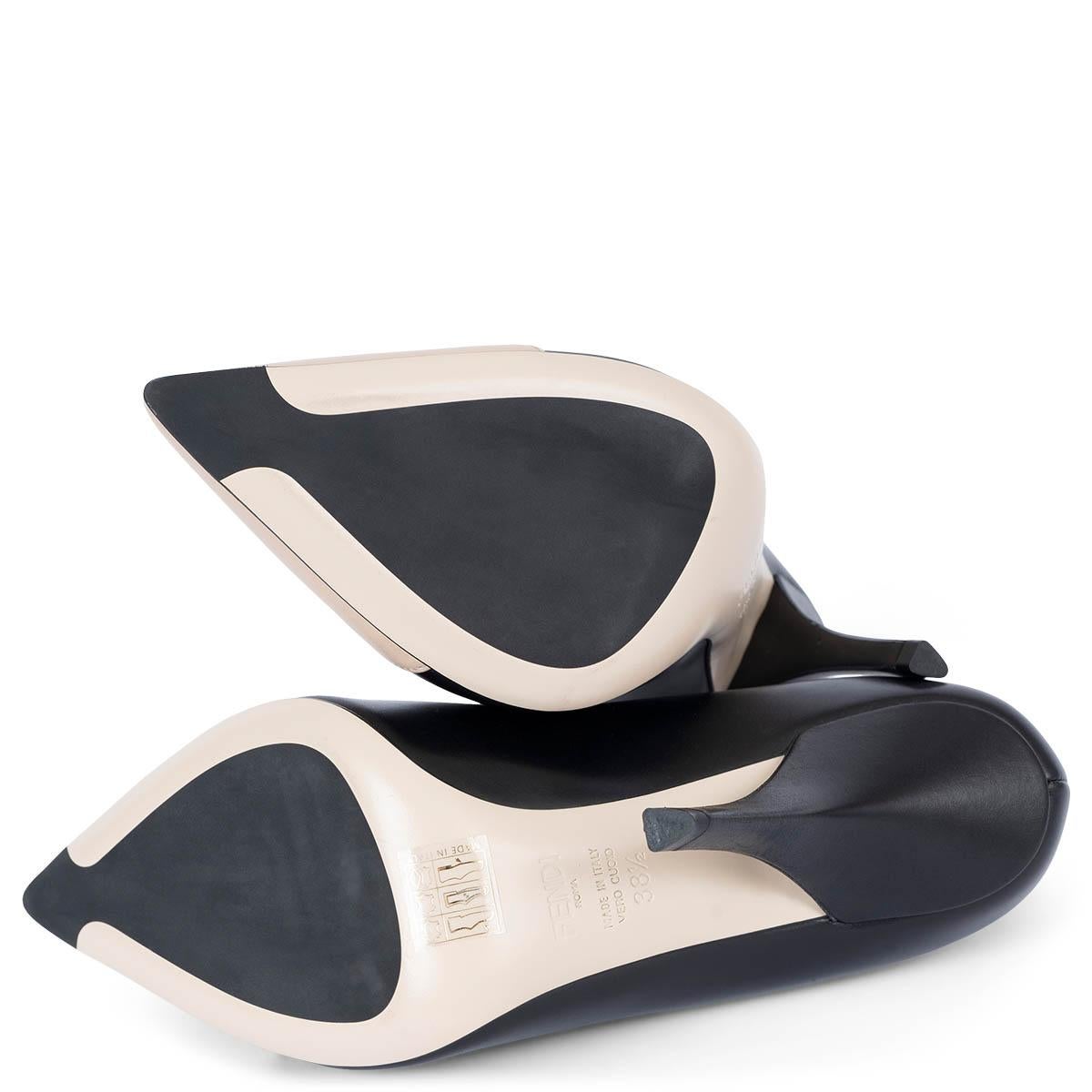 FENDI black & nude leather POINTE TOE Pumps Shoes 38.5 For Sale 3