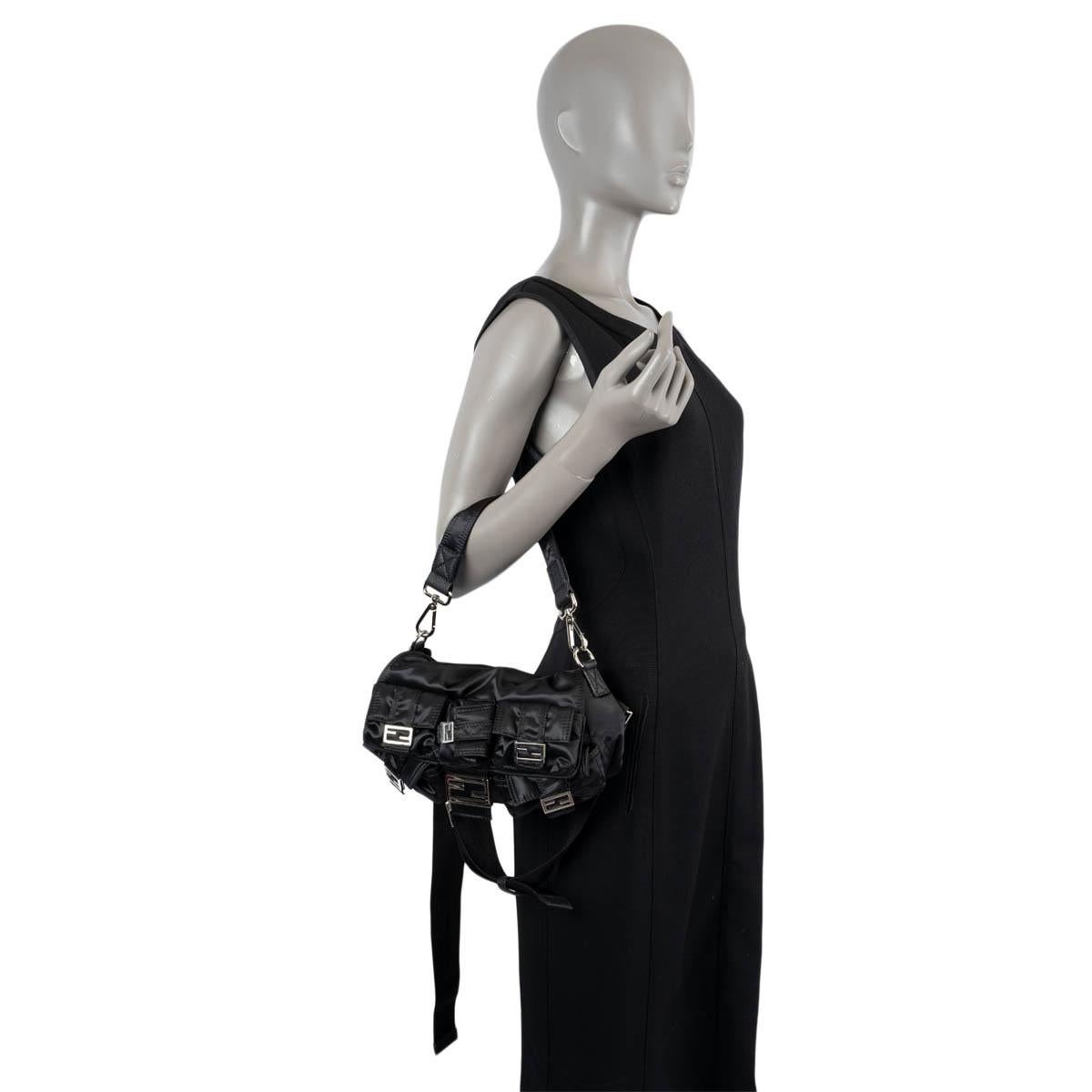 FENDI black nylon 2023 with ANNIVERSARY MULTIPOCKET BAGUETTE Bag For Sale 4