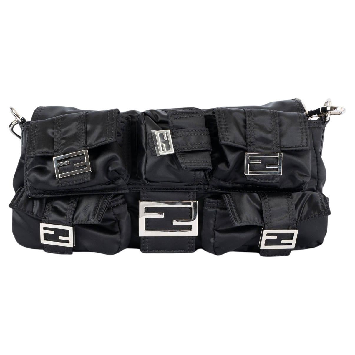 FENDI black nylon 2023 with ANNIVERSARY MULTIPOCKET BAGUETTE Bag For Sale