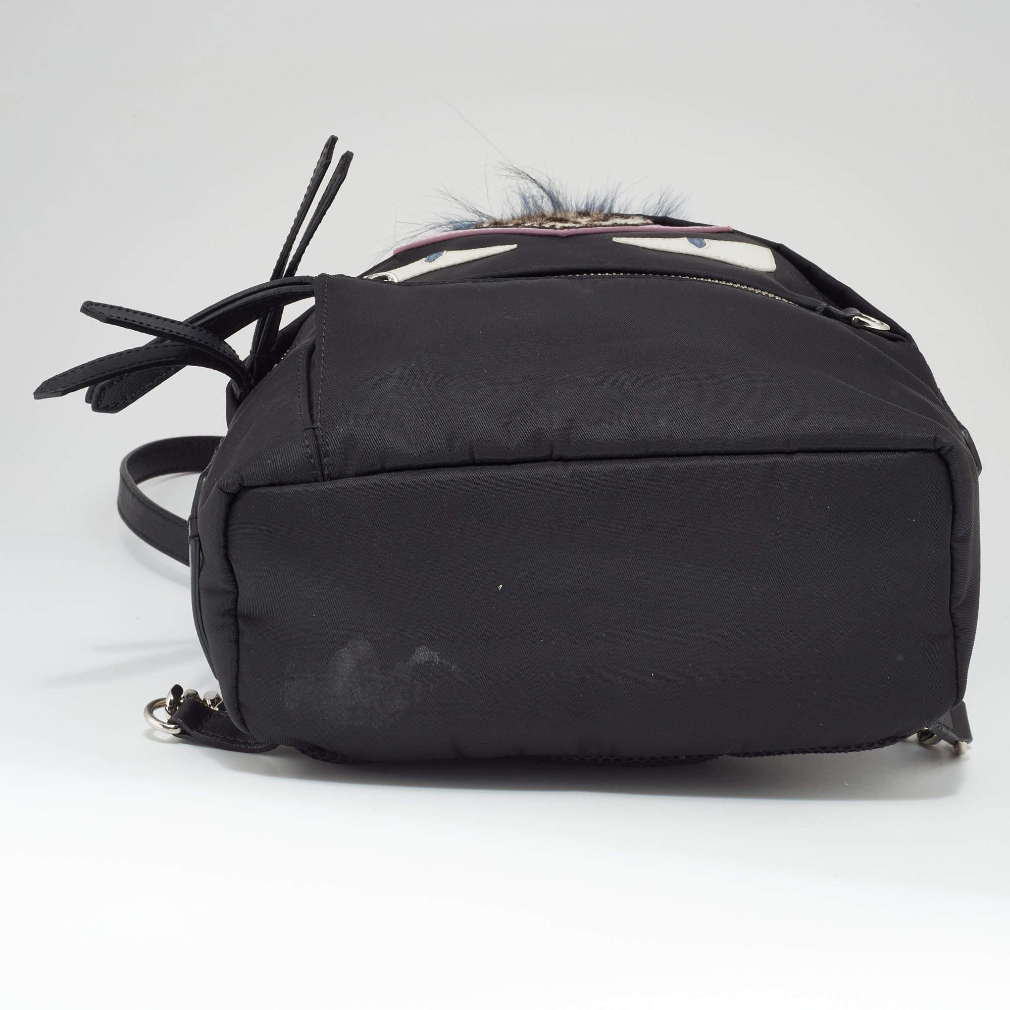 Fendi Black Nylon and Leather Mini Monster Eye Backpack 1