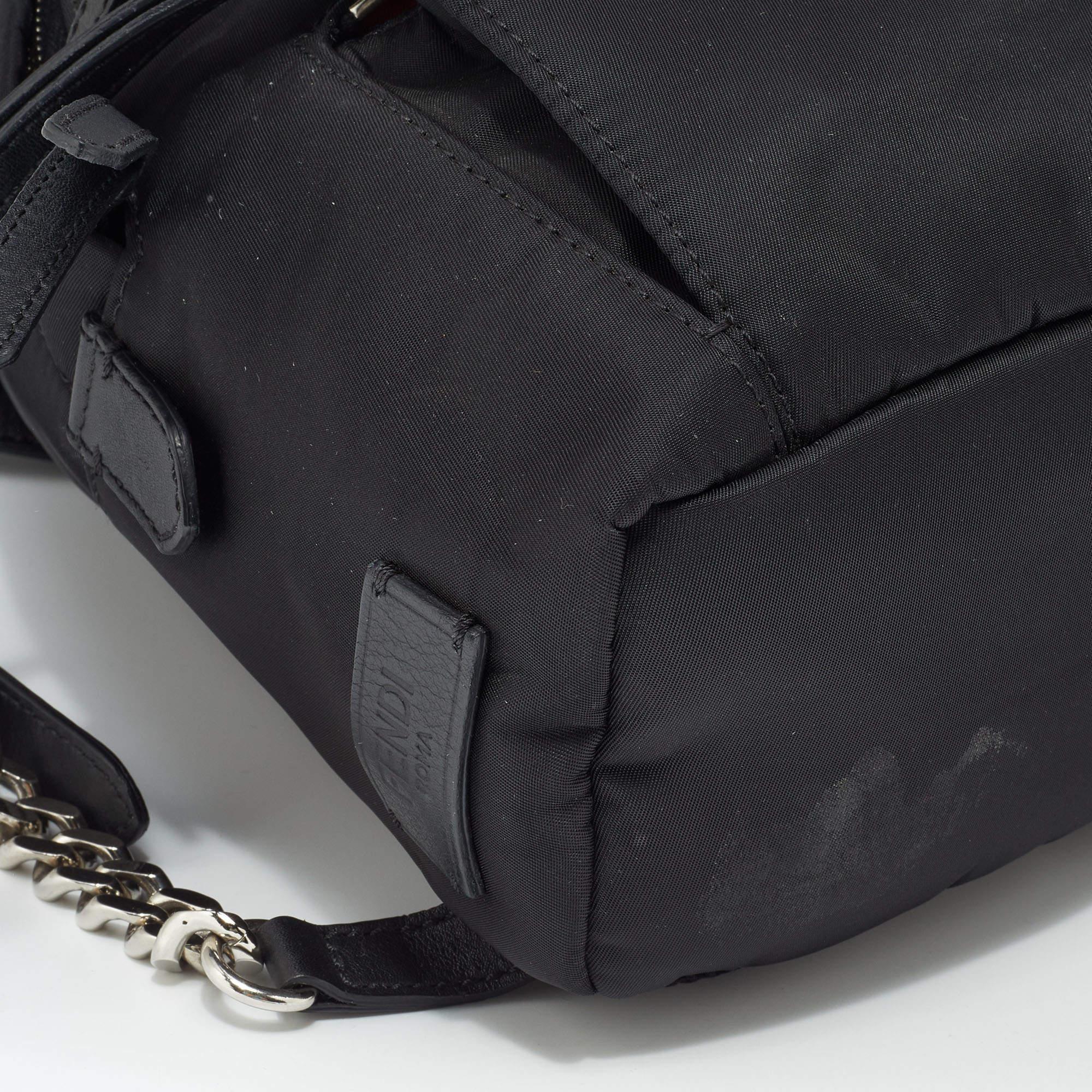Fendi Black Nylon and Leather Mini Monster Eye Backpack 2