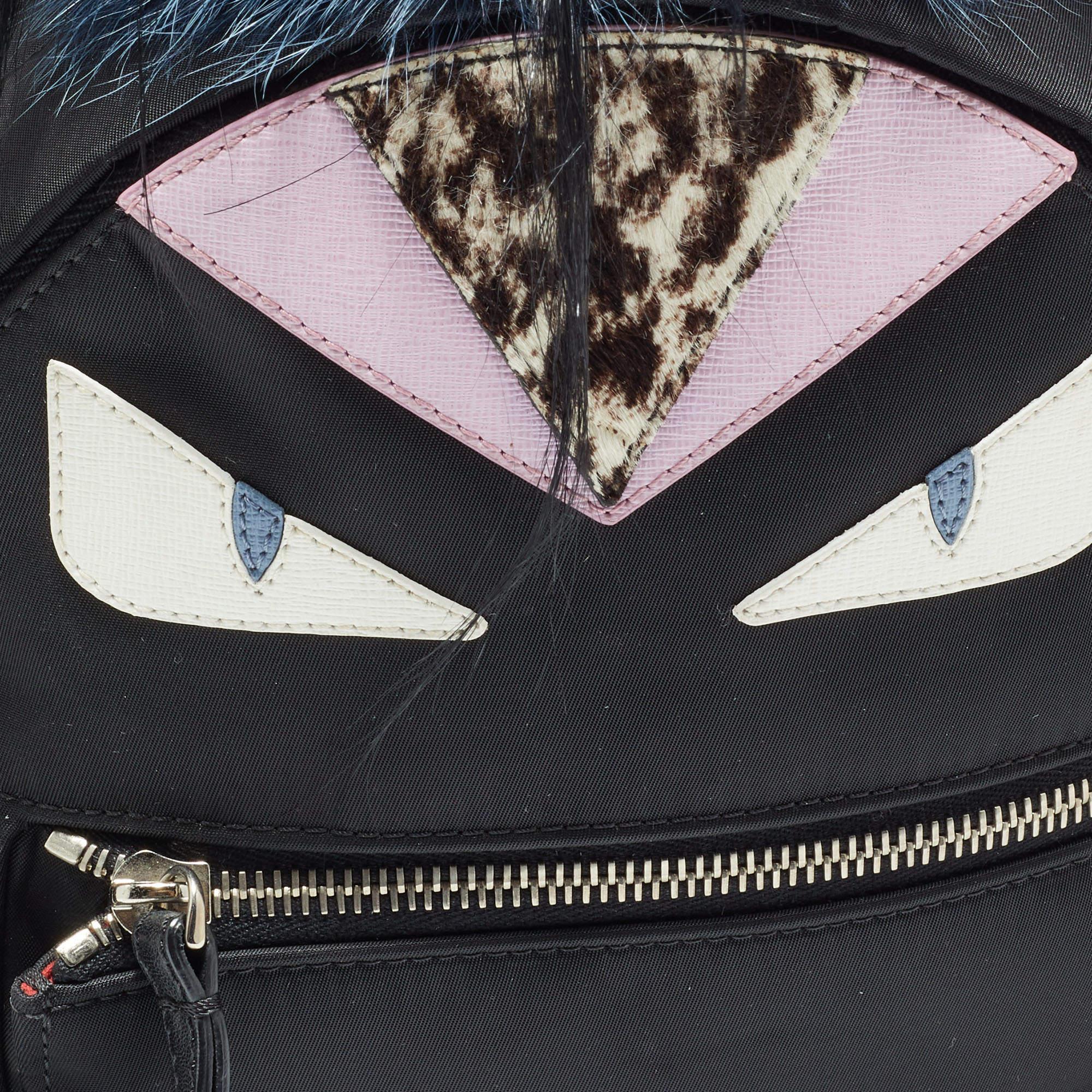 Fendi Black Nylon and Leather Mini Monster Eye Backpack 3