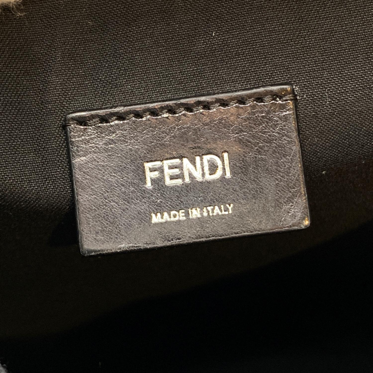 Fendi Santander-Rucksack aus schwarzem Nylon und Segeltuch mit Zucca-Besatz für Damen oder Herren