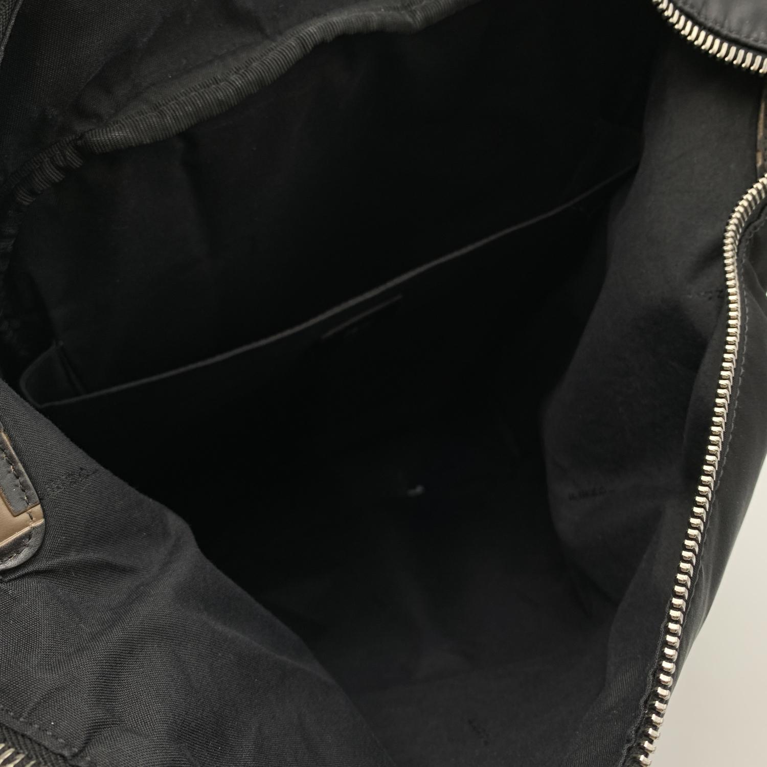 Fendi Santander-Rucksack aus schwarzem Nylon und Segeltuch mit Zucca-Besatz 1