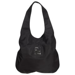 Fendi Black Nylon Fabric Hobo Bag Italy w/ Dust Bag