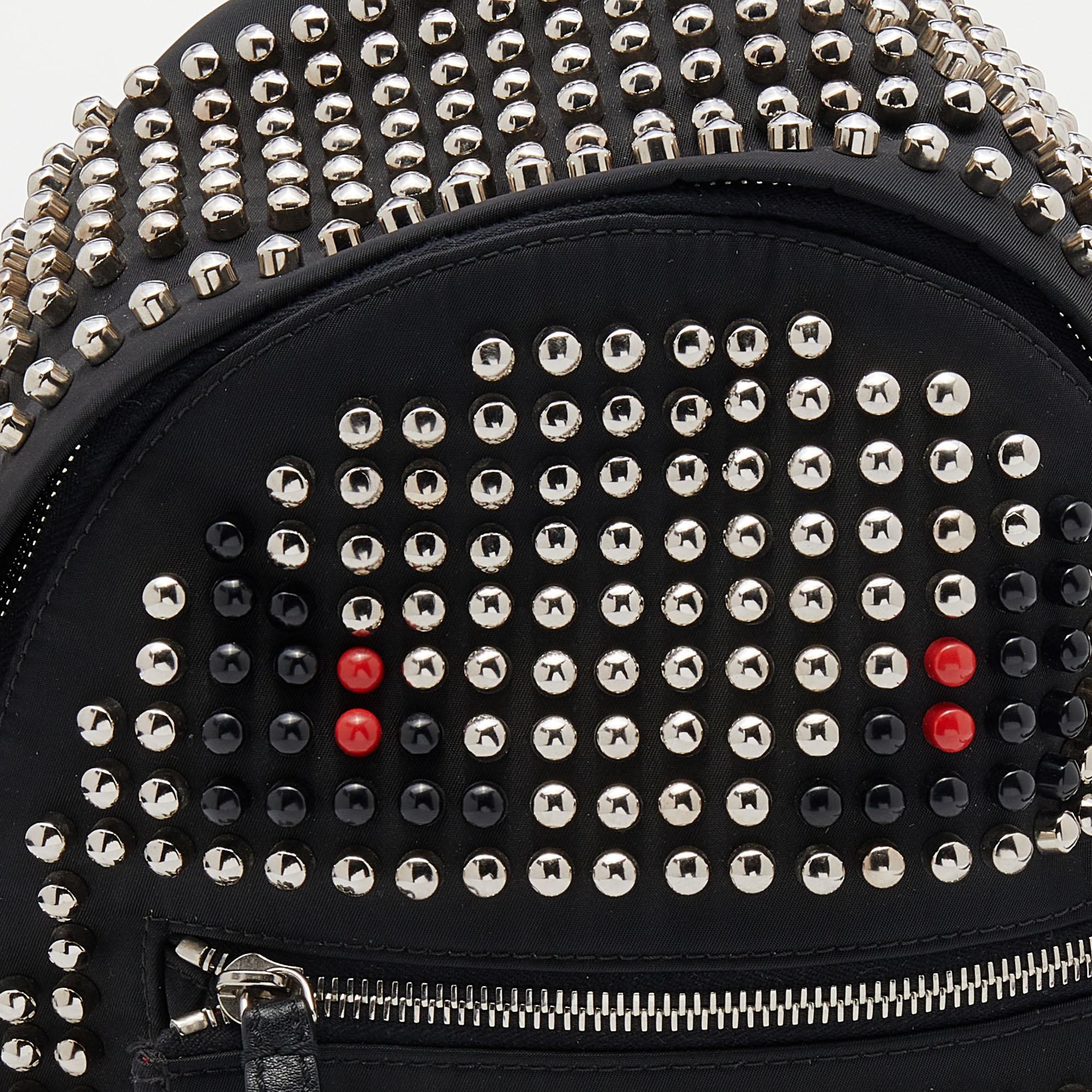 Fendi Black Nylon Mini Monster Studded Backpack 4