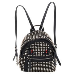 Fendi Black Nylon Mini Monster Studded Backpack