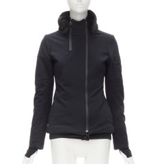 FENDI black nylon padded mink fur trimmed collar fitted ski jacket IT38 XS