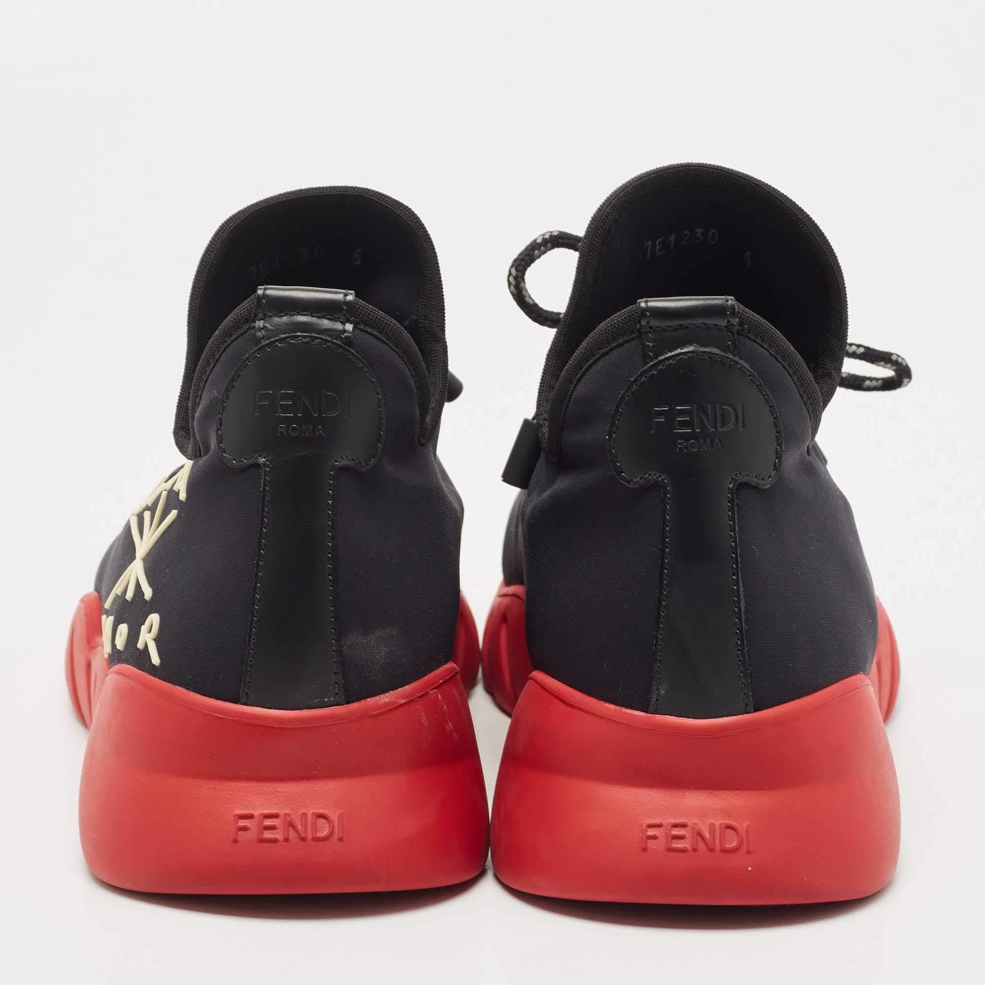 Men's Fendi Black Nylon Roma Amors Low Top Sneakers Size 40