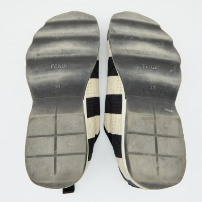 Noir Fendi - Baskets à enfiler en tissu rayé noir/off-blanc 38,5 en vente