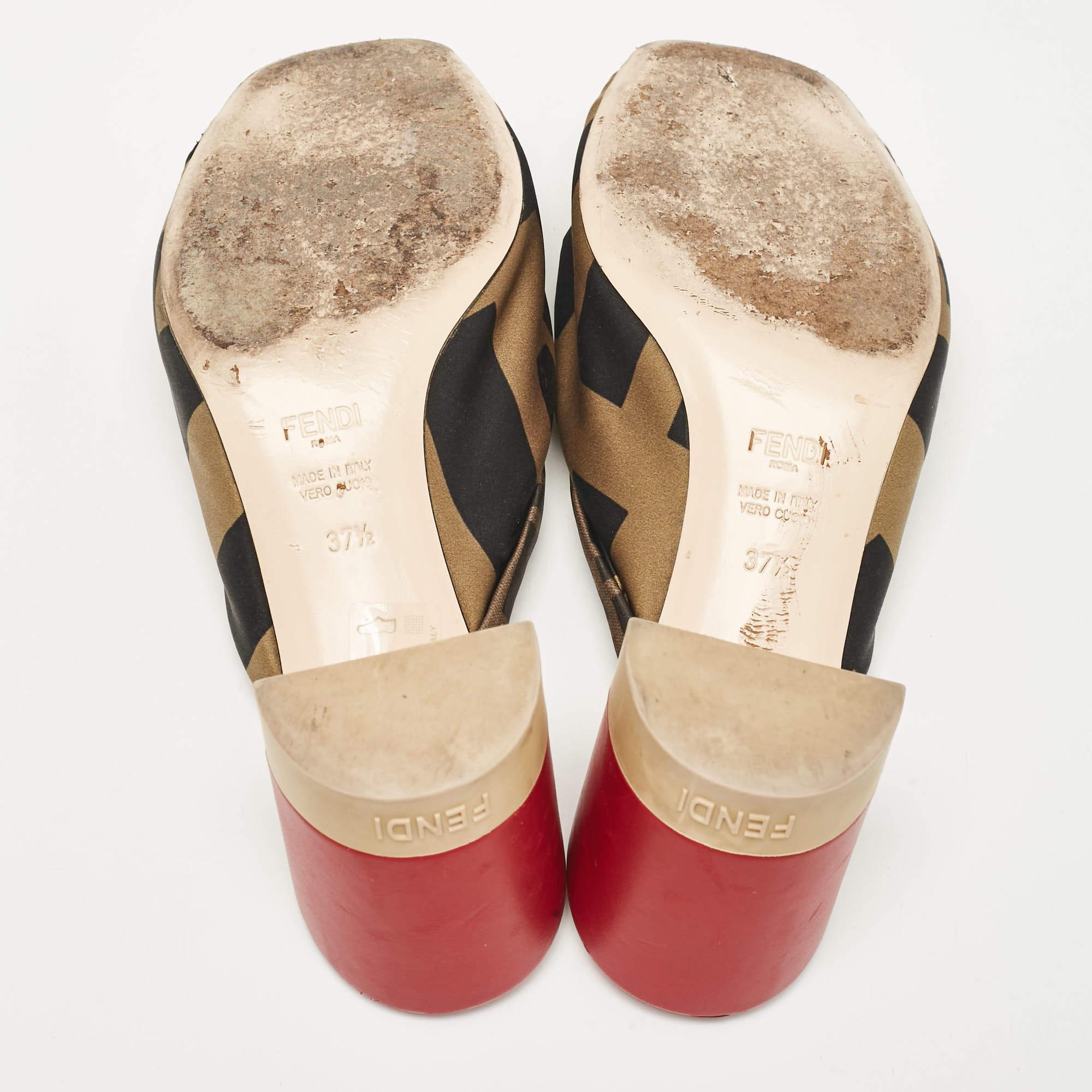 Fendi Black/Olive Green Logo Print Knotted Satin Slide Sandals Size 37.5 1