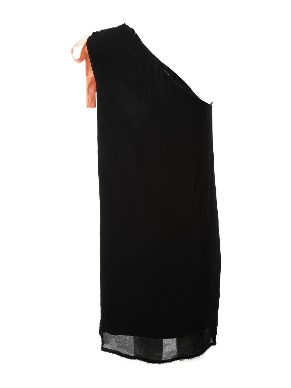 Women's Fendi Black One Shoulder Floral Embroidery Dress Size M For Sale