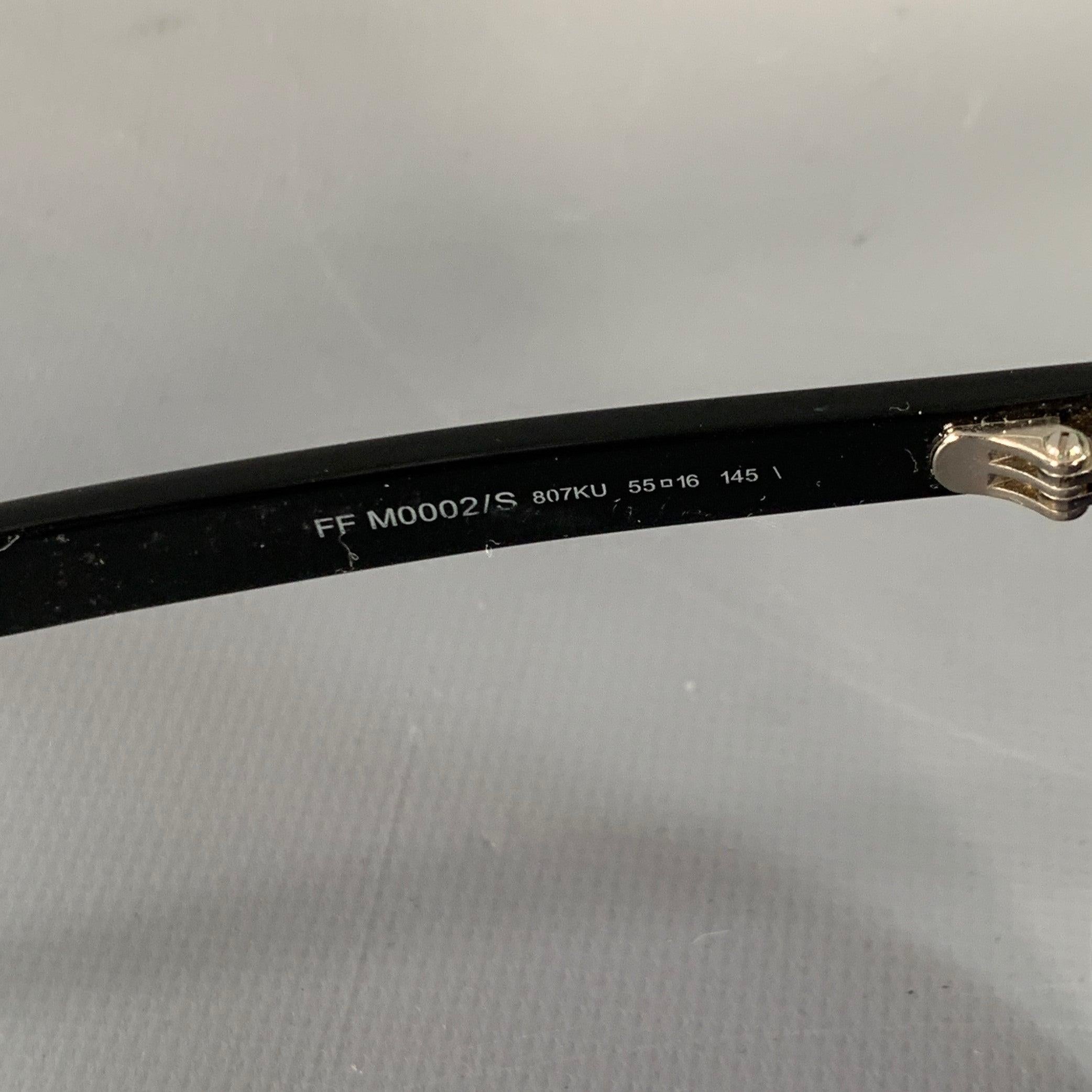 Uomo FENDI Occhiali da sole quadrati in acetato nero arancio con montatura intera in vendita