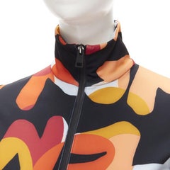 FENDI black orange camoflage logo print half zip long sleeve top IT38 S