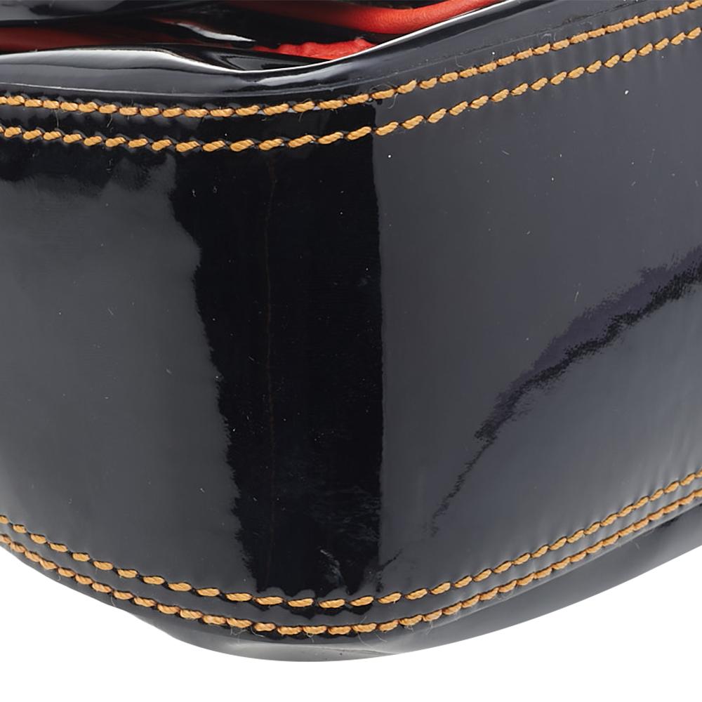 Fendi Black/Orange Patent Leather And Leather B Bag Shoulder Bag 1