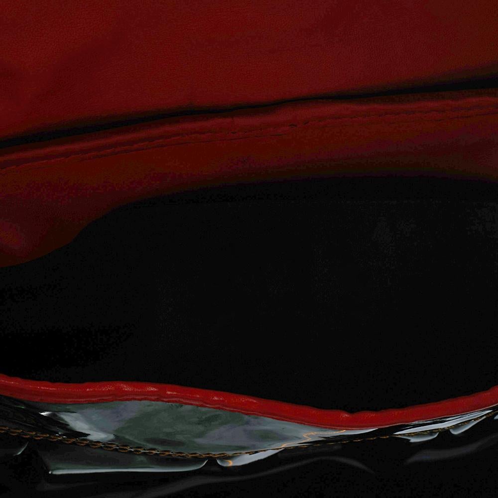 Fendi Black/Orange Patent Leather And Leather B Bag Shoulder Bag 3