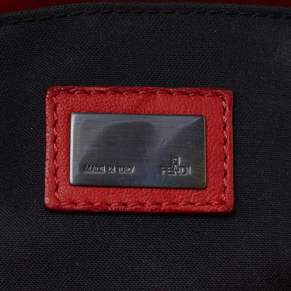 Fendi Black/Orange Patent Leather And Leather B Bag Shoulder Bag 4