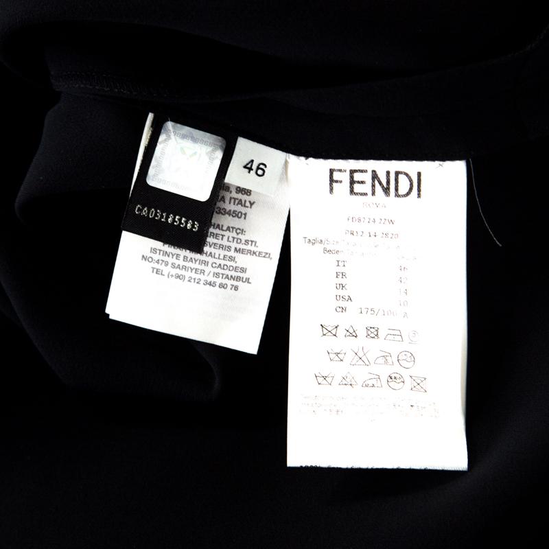 Women's Fendi Black Orchid Embroidered Silk Shirt Dress L