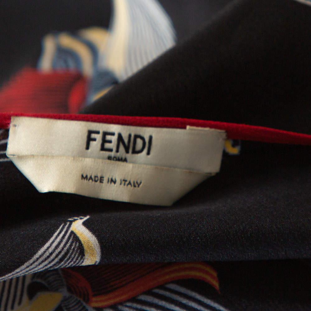 Fendi Black Orchid Print Silk Oversized Maxi Kaftan S 1