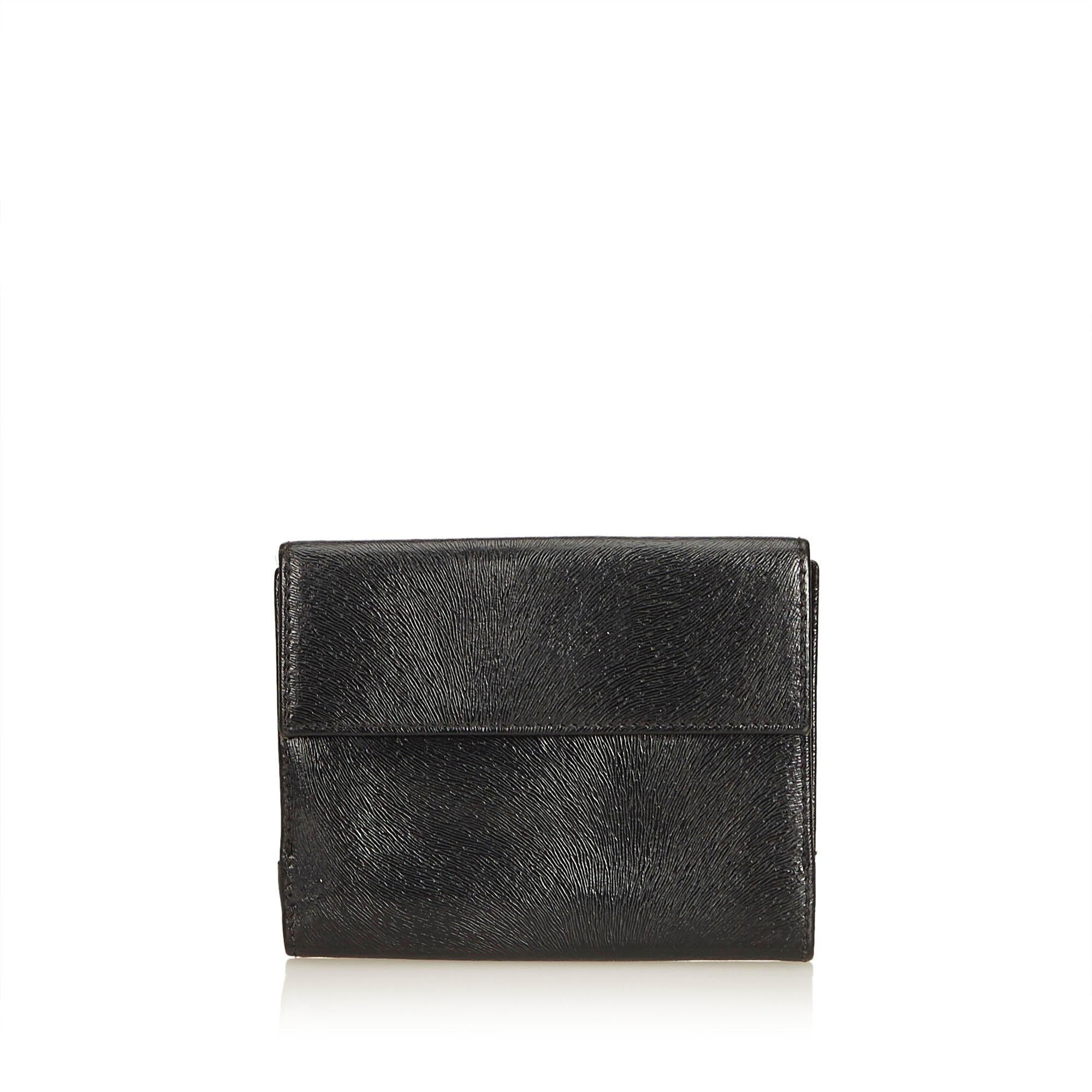 Fendi Black Others Leather Embossed Short Wallet Italy In Good Condition In Orlando, FL