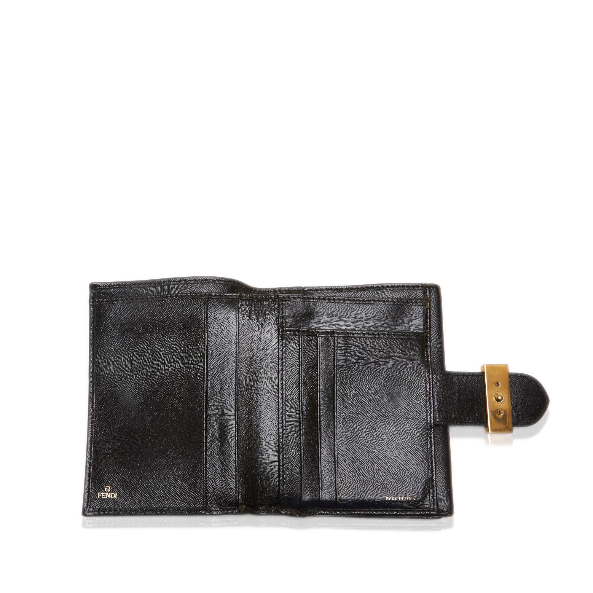 Fendi Black Others Leather Embossed Short Wallet Italy 4