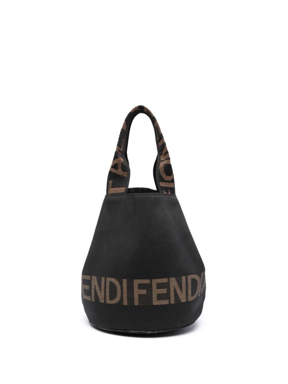 Fendi Black Ottoman Bucket Handbag For Sale 2