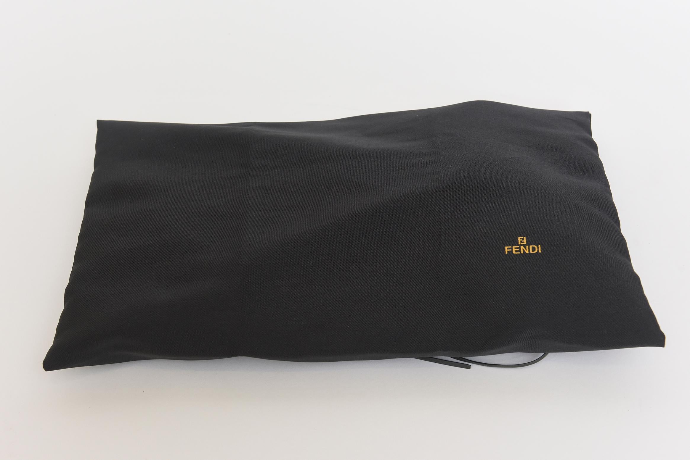 Fendi Black Paillette With Phython Leather Trim Baguette Bag 1