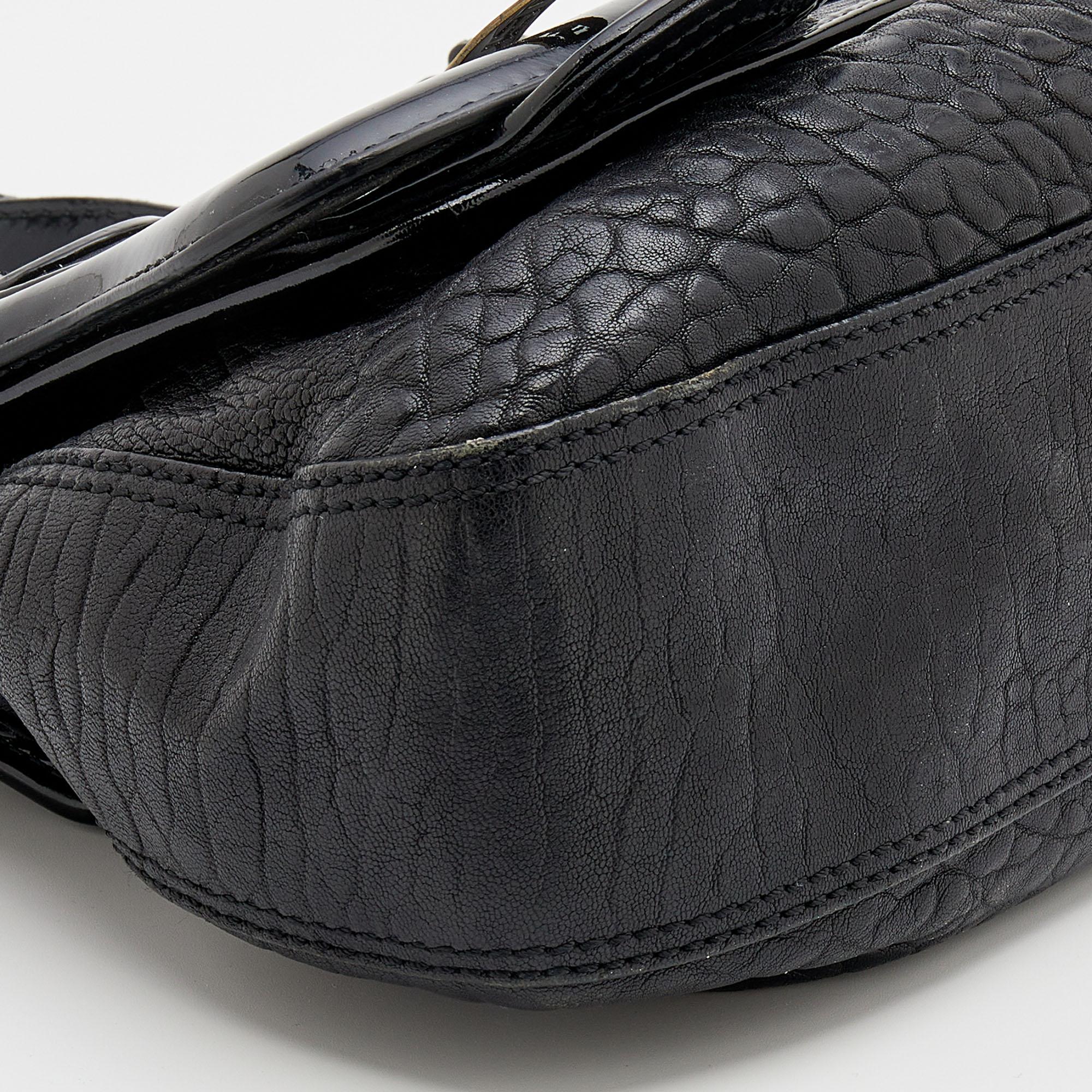 Fendi Black Patent And Leather B Shoulder Bag 3