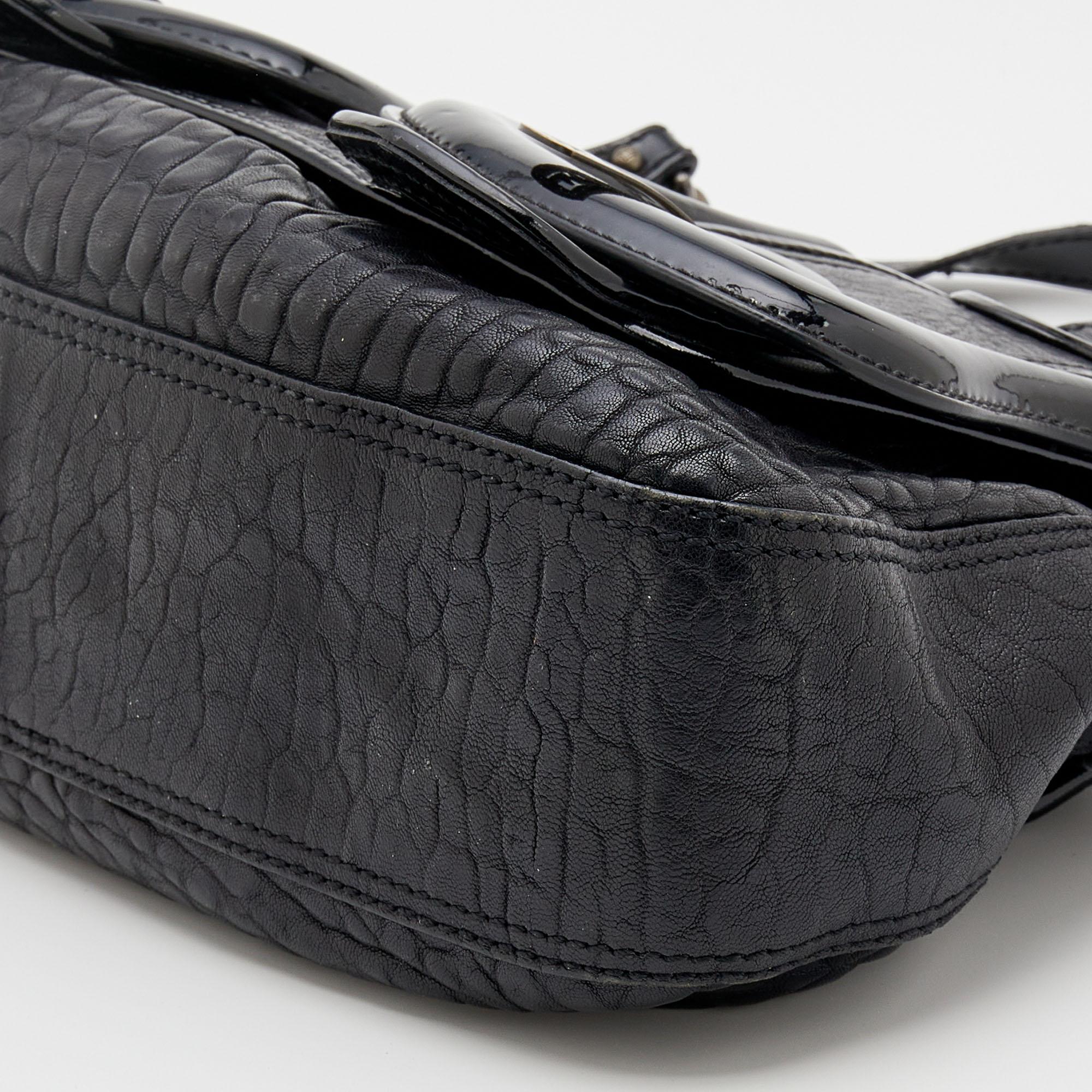 Fendi Black Patent And Leather B Shoulder Bag 4