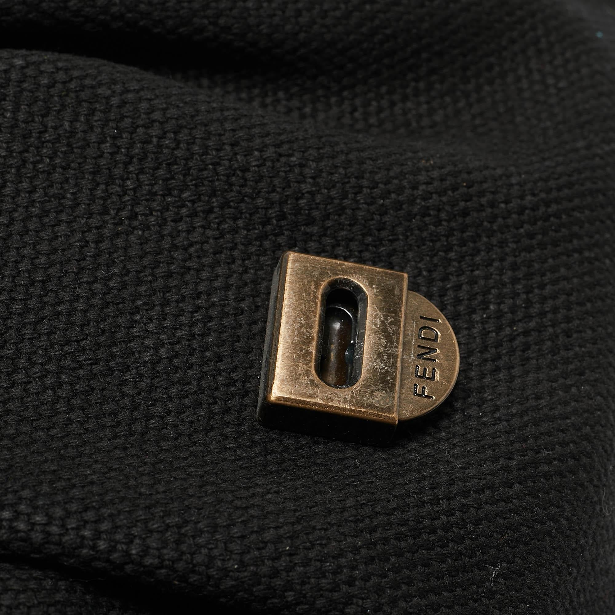 Fendi Black Patent Leather and Canvas B Shoulder Bag 6