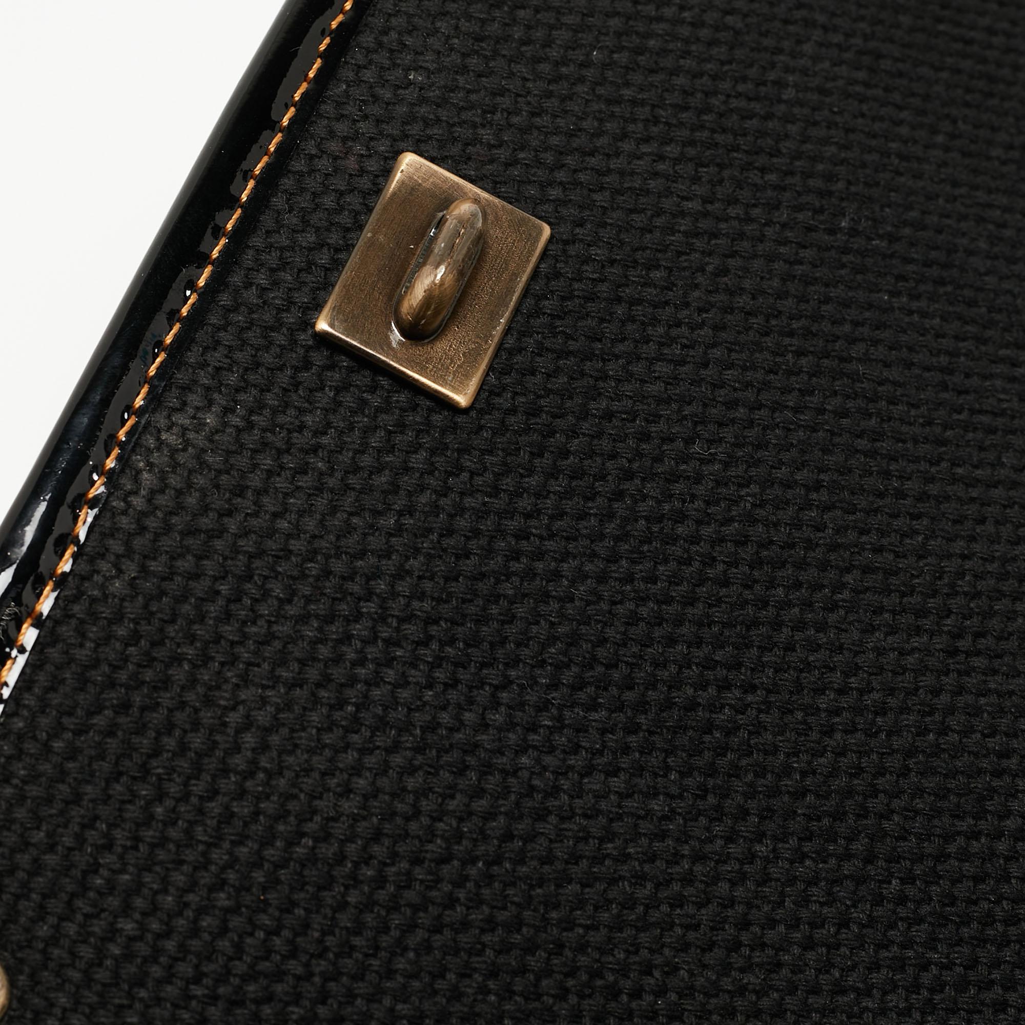 Fendi Black Patent Leather and Canvas B Shoulder Bag 7
