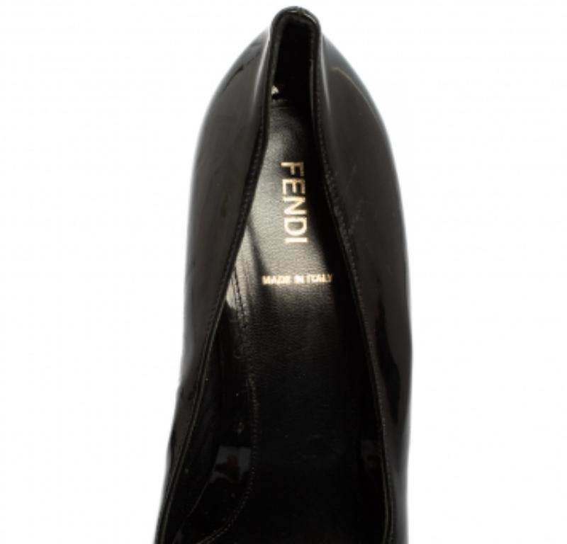 Fendi Black Patent Leather  And Fabric Bow Pumps Size 41 For Sale 1