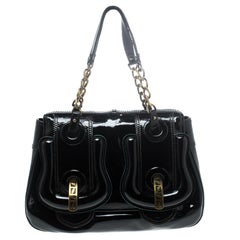 Fendi Black Patent Leather B Shoulder Bag