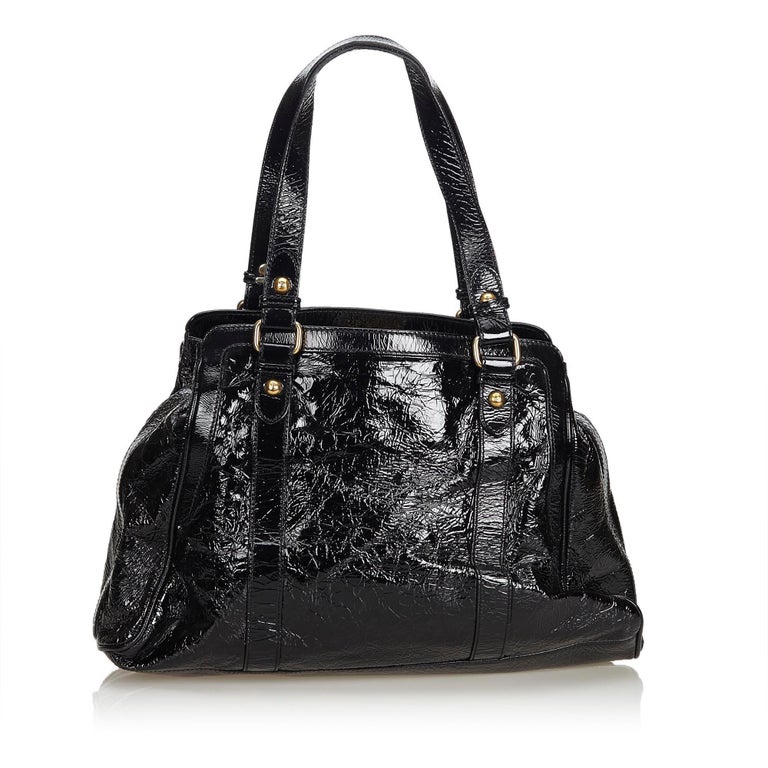 Fendi Black Patent Leather Bag Du Jour Tote at 1stDibs