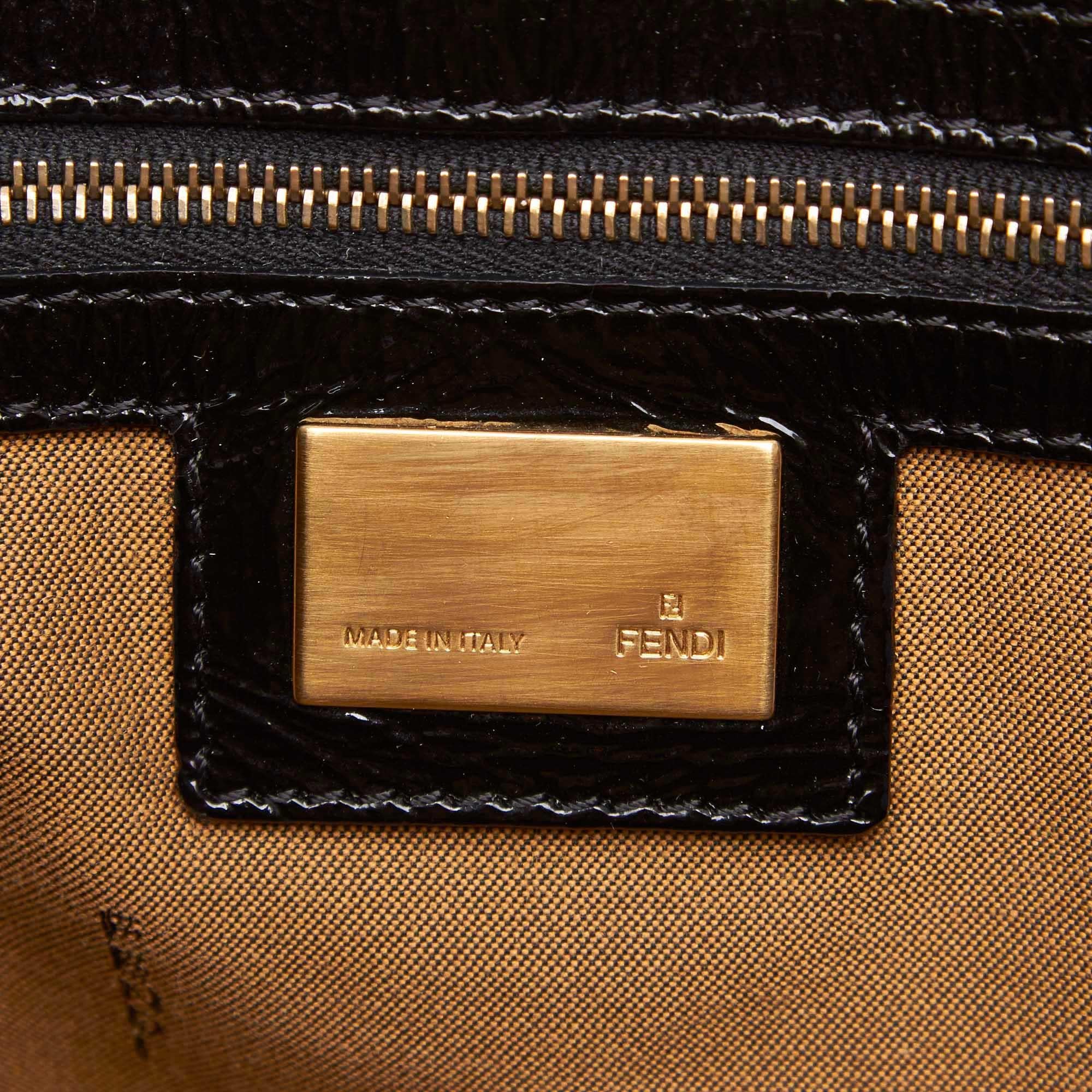 Fendi Black Patent Leather Bag Du Jour Tote 2