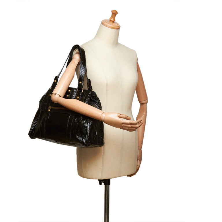 Fendi Black Patent Leather Bag Du Jour Tote at 1stDibs