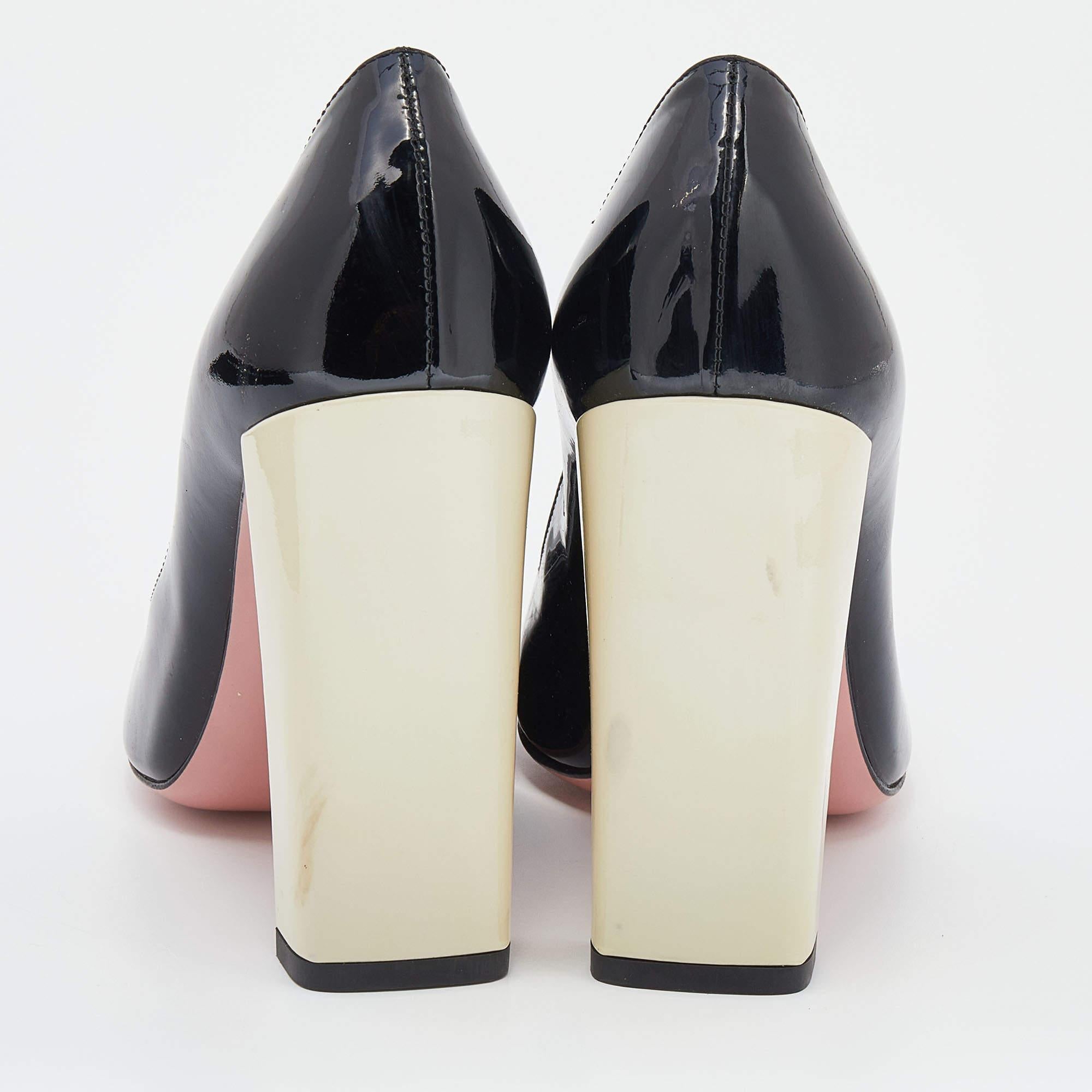 Fendi Black Patent Leather Block Heel Pumps Size 36 1