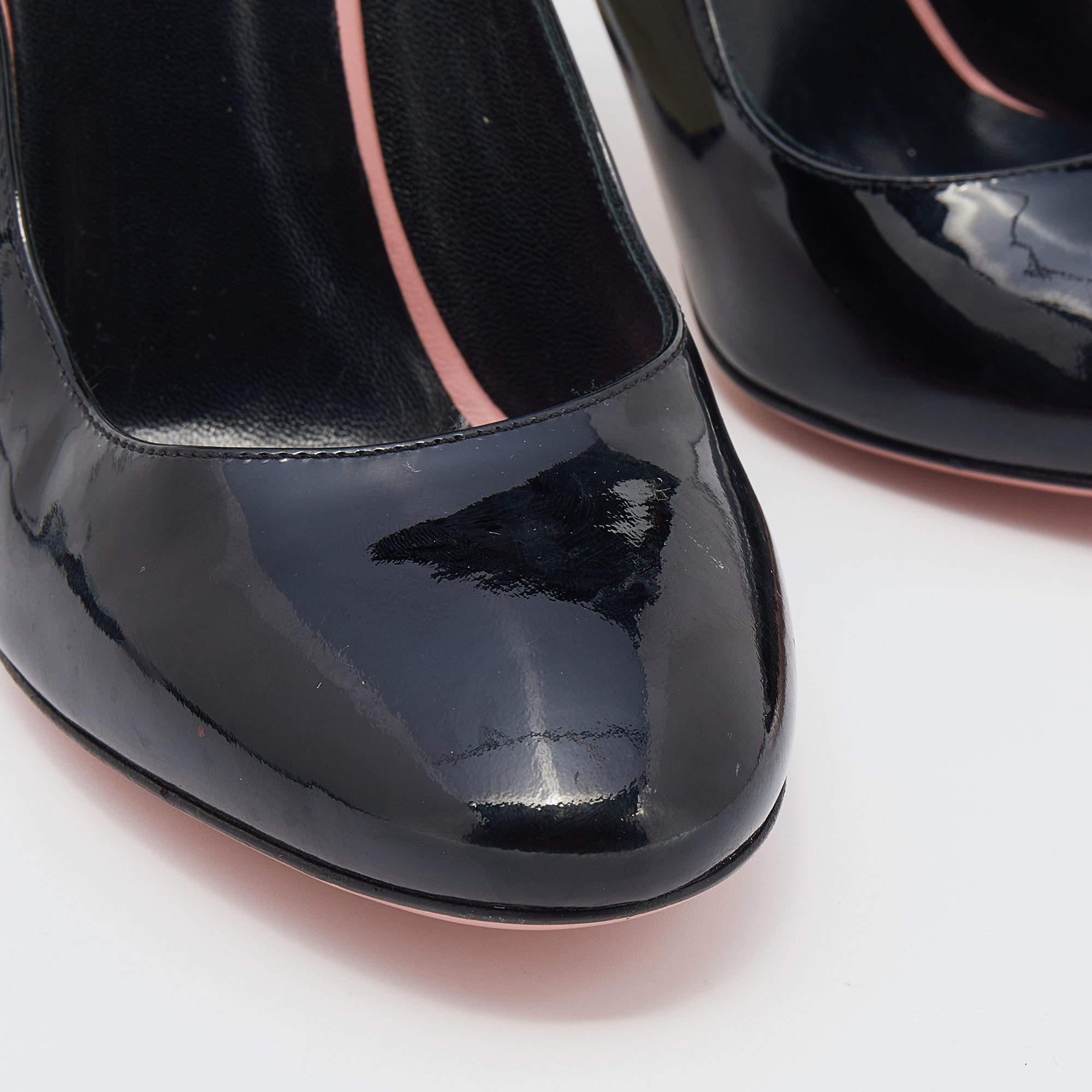 Fendi Black Patent Leather Block Heel Pumps Size 36 3