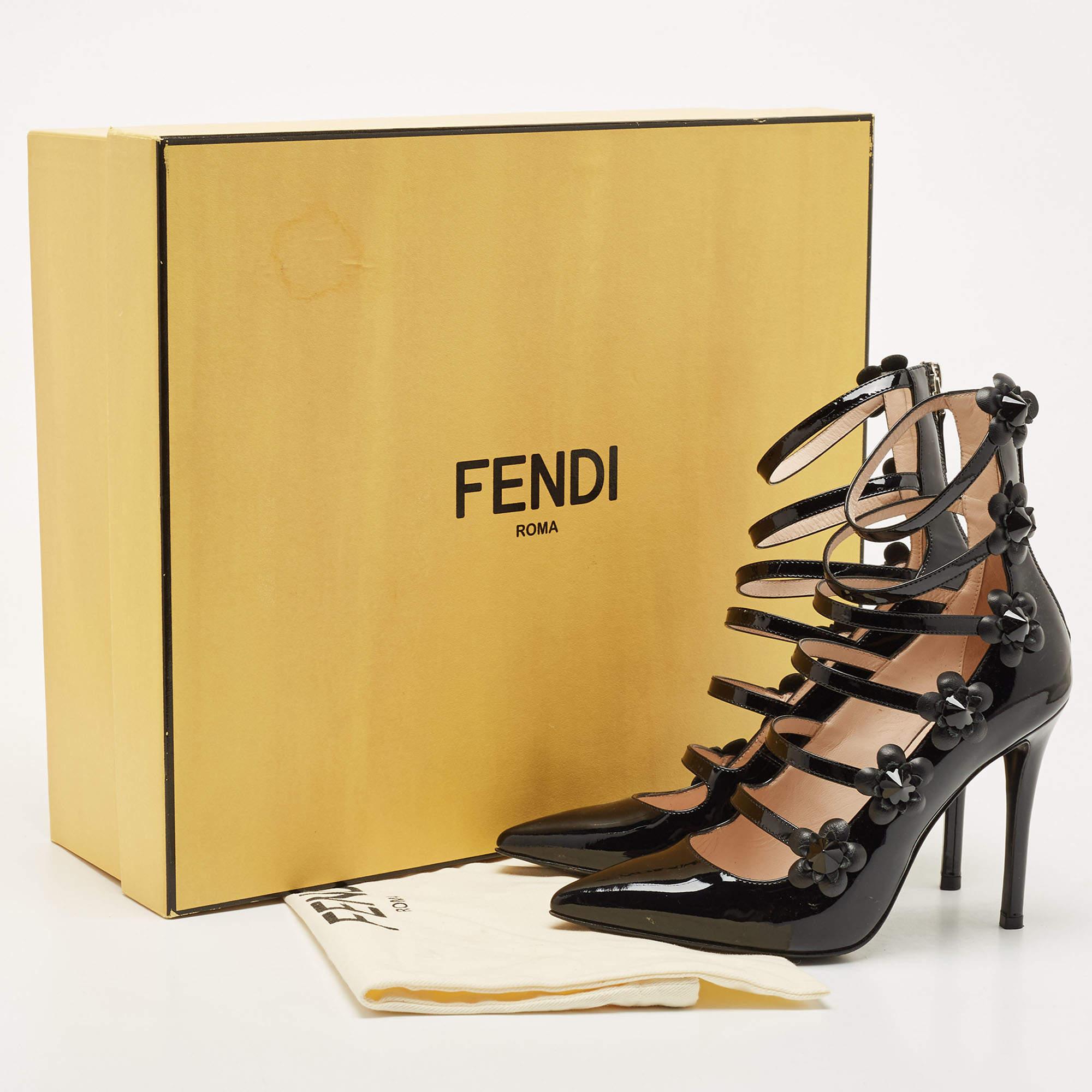 Fendi Black Patent Leather Buckle Pumps Size 36 For Sale 4
