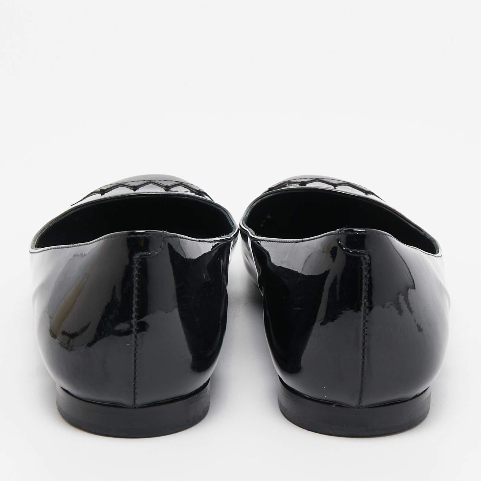 Fendi Black Patent Leather Cap Toe Ballet Flats Size 37.5 For Sale 4