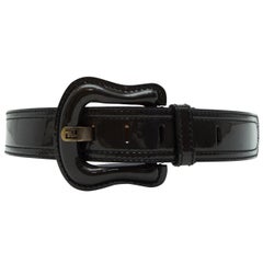 Fendi Black Patent Leather Copper Belt