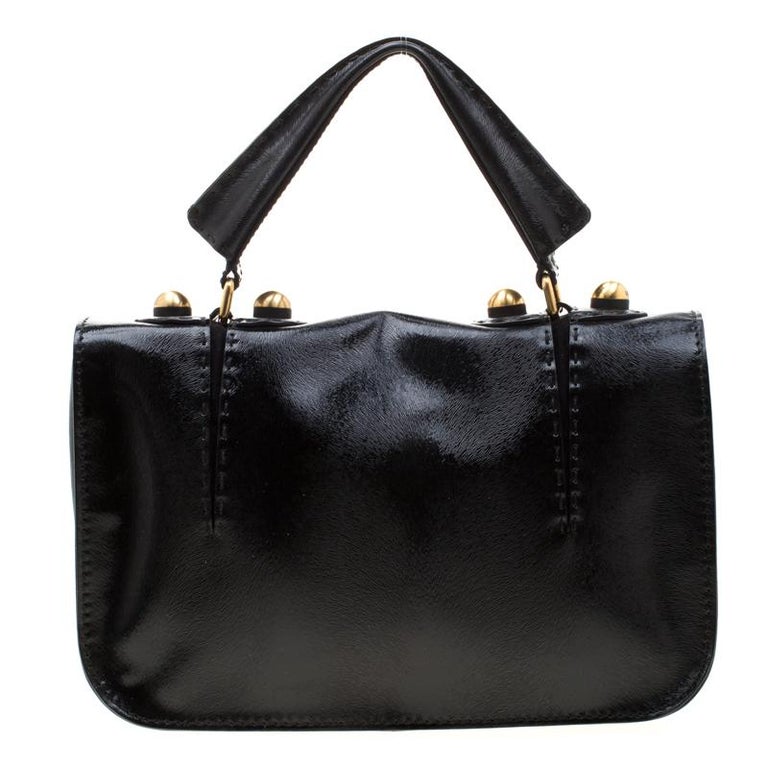 Fendi Black Patent Leather F3 Secret Code Top Handle Bag For Sale at 1stDibs