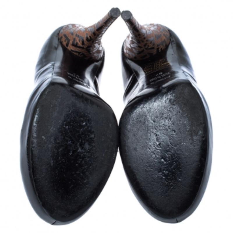 Fendi Negro Charol FF Logo Tacones Plataforma Bombas Tamaño 37 en venta 3