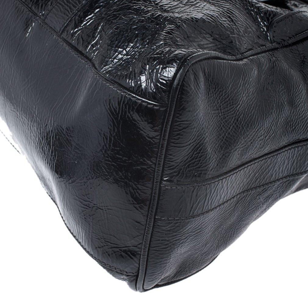 Fendi Black Patent Leather Front Pocket Satchel 7