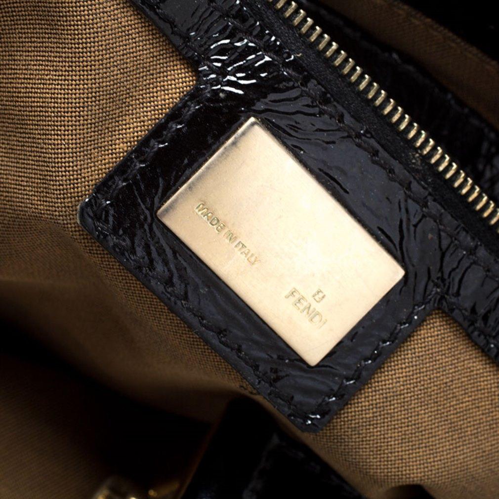 Fendi Black Patent Leather Front Pocket Satchel 5