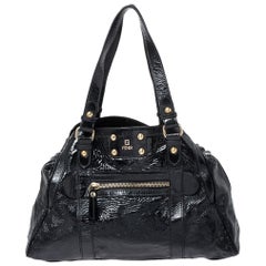 Fendi Black Patent Leather Front Pocket Satchel