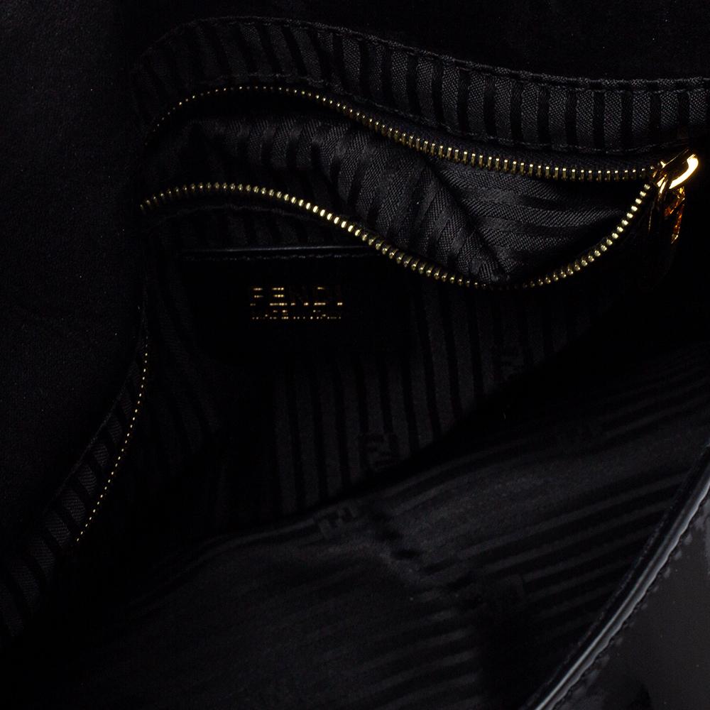Fendi Black Patent Leather Large Mama Forever Flap Shoulder Bag 5